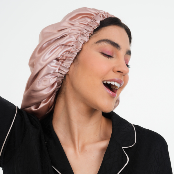 MOHI Satijnen Slaapmuts Roze & Champagne – afbeelding 2