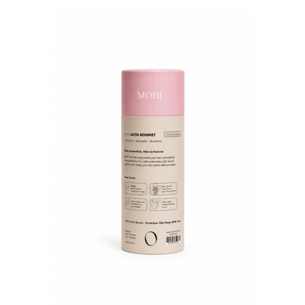 MOHI Satijnen Slaapmuts Roze & Champagne – afbeelding 4